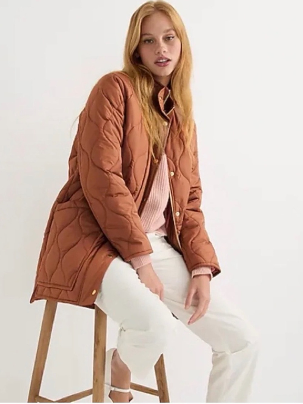 J. Crew Quilted Rust Brown Puffer Jacket
